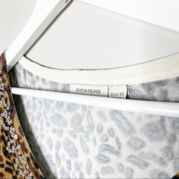 BOSTON PROPER | Leopard Sequin Cardigan | XS - Picture 5 of 6